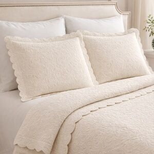 Cream Jacquard Pillow Shams Standard/Queen (2)